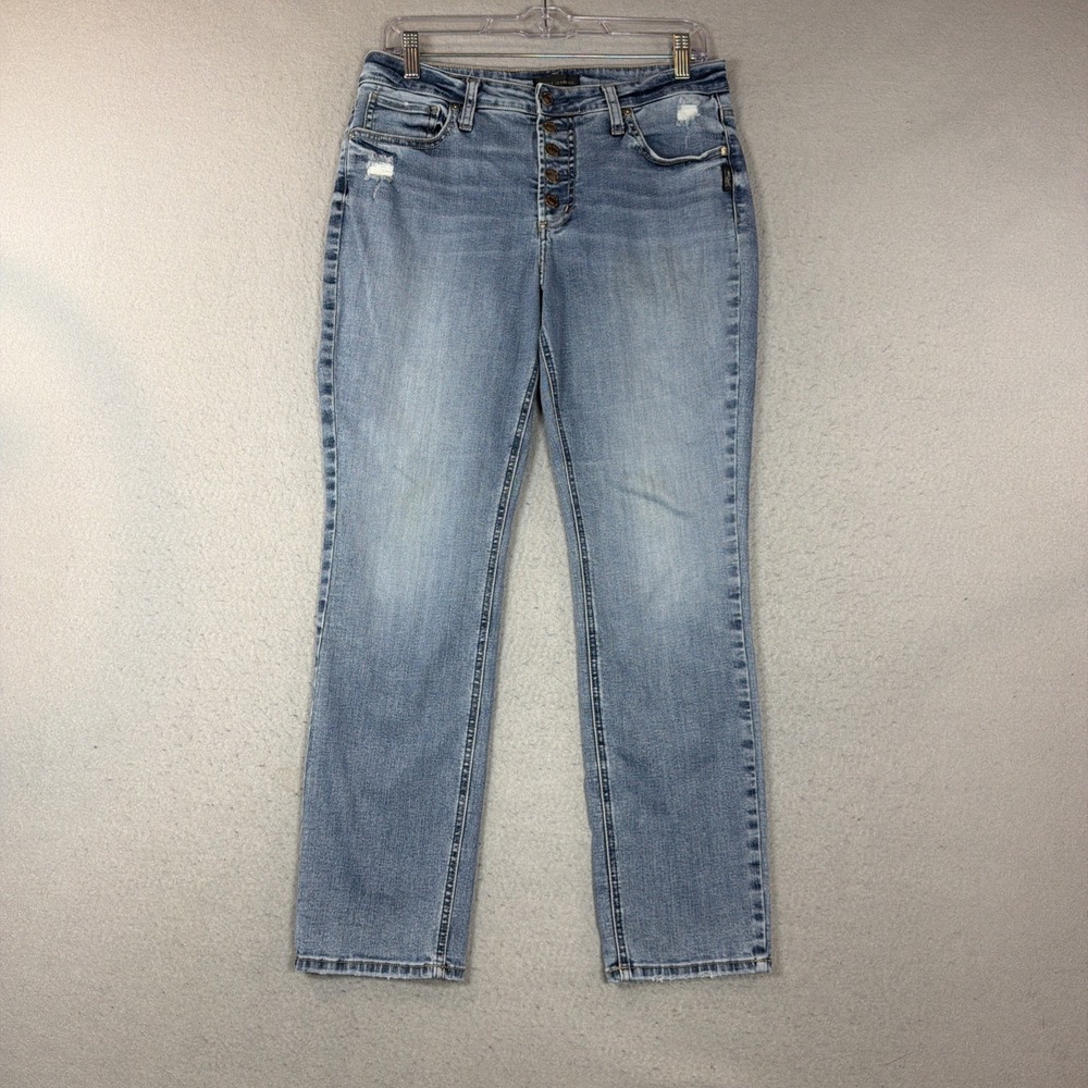 Silver Jeans Co Most Wanted Straight Women's 31x29 Distressed Button Fly Jeans